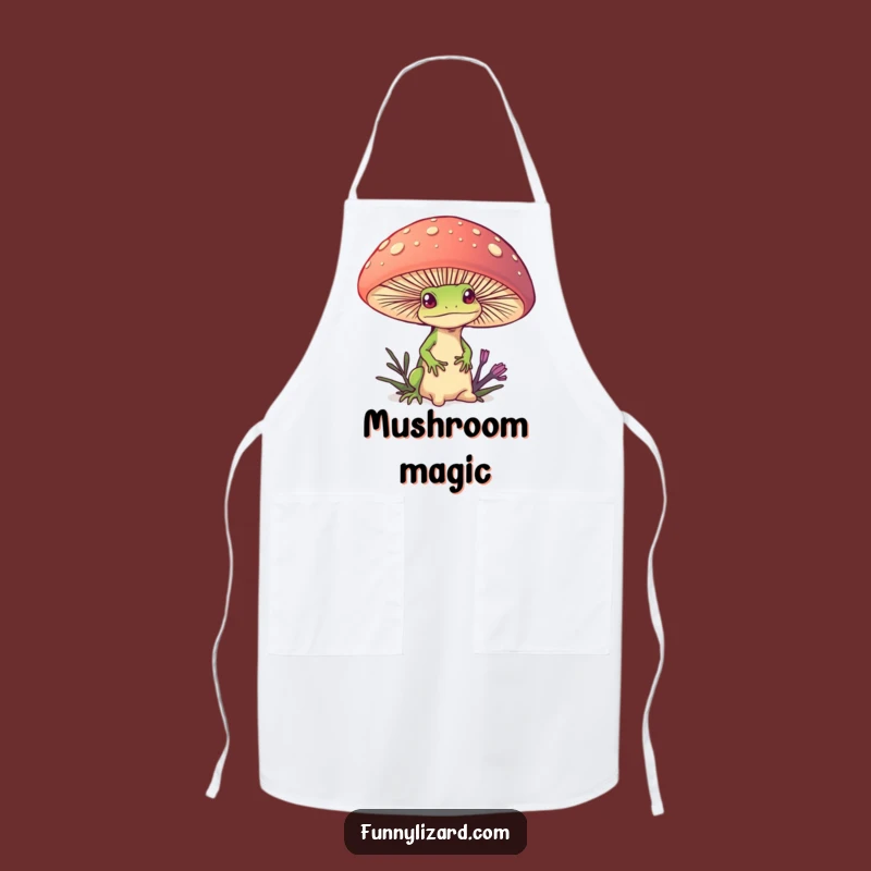 Funny Lizard Mushroom Apron: Cook with Enchanted Flair, Humorous Style!
