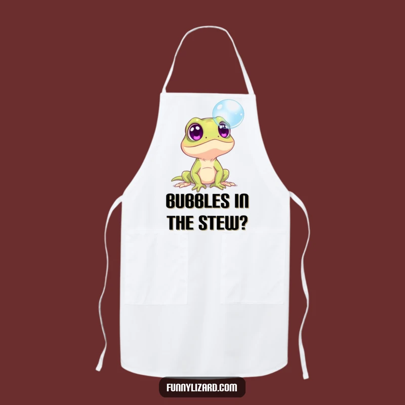 Funny Surprised Lizard Bubble Apron - Hilarious Kitchen Decor Gift