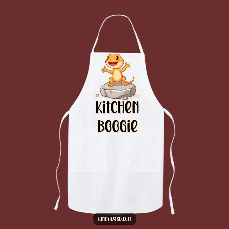 Funny Happy Orange Lizard Apron - Dancing Jig On Rock Kitchen Fun, Chef Gift