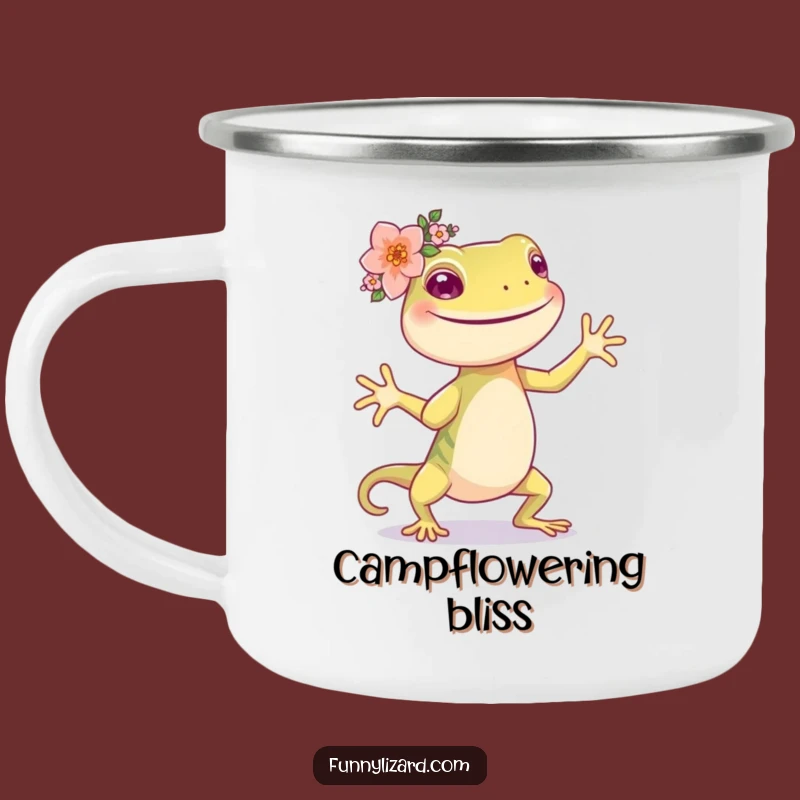 Durable Funny Lizard Flower Crown Camping Mug: Dancing Outdoor Gift