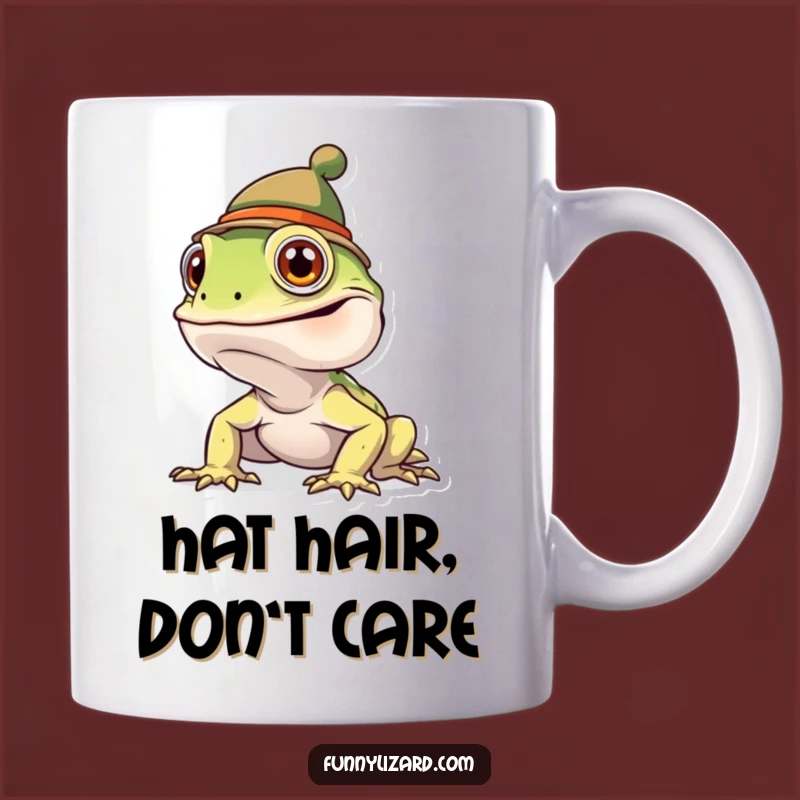 Funny Goofy Lizard Hat Mug - Hilarious Tiny Hat Drinkware Gift