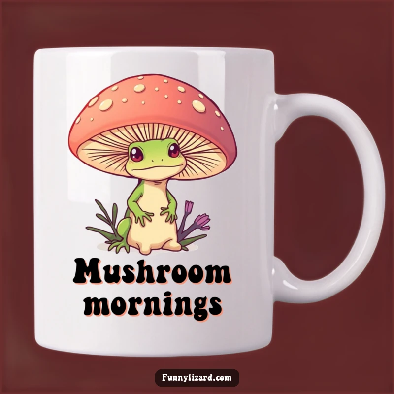 Funny Curious Lizard Mushroom Mug: Peek-a-Boo Humor, A Whimsical Gift!