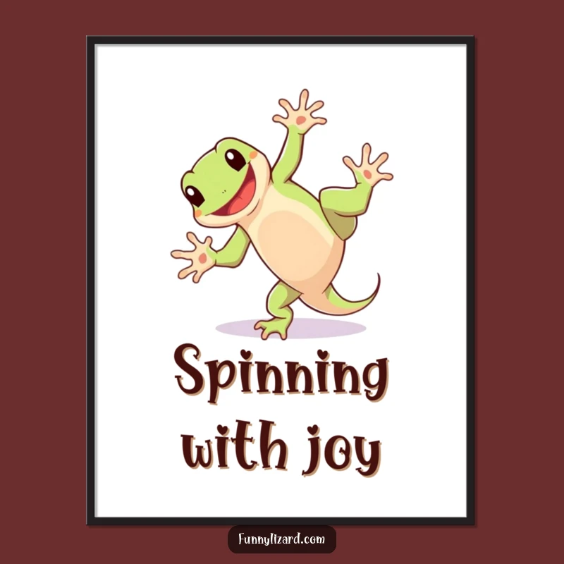 Funny Lizard Cartwheel Digital Print: Instant Playful Decor, Humorous Charm!