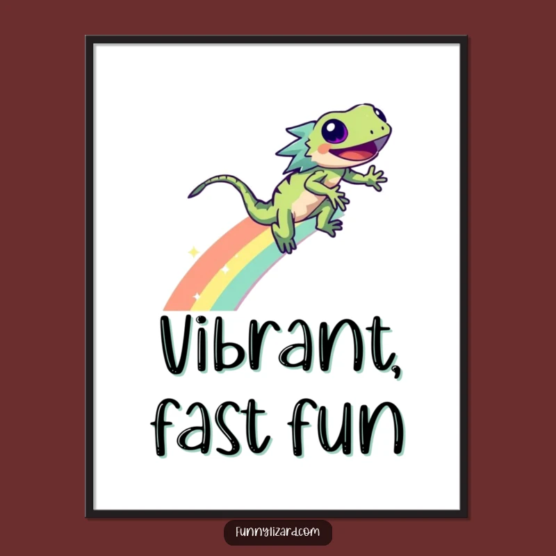 Funny Lizard Rainbow Digital Print: Sparkle Zoom Instant Joy Gift
