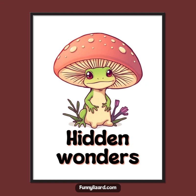 Funny Lizard Mushroom Digital Print: Instant Forest Magic, Humorous Decor!