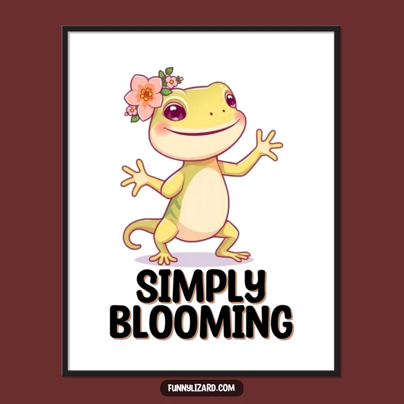 Funny Dancing Lizard Flower Crown Poster: Happy Art Gift Decor