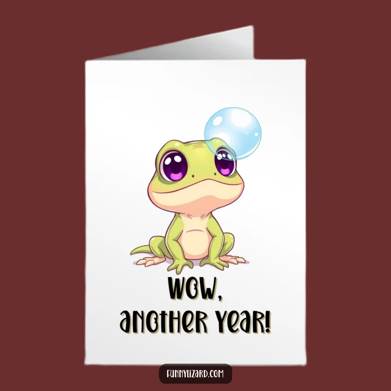 Free Printable Birthday Card: Surprised Lizard & Bubble, Funny Gift