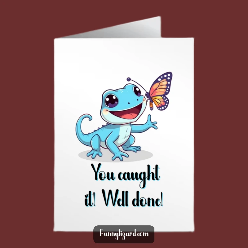 Free Printable Congrats Card: Blue Lizard's Victory Lap Downloadable Funny Gift