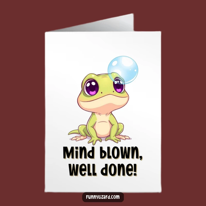 Free Printable Congrats Card: Surprised Lizard Amazed by Bubble