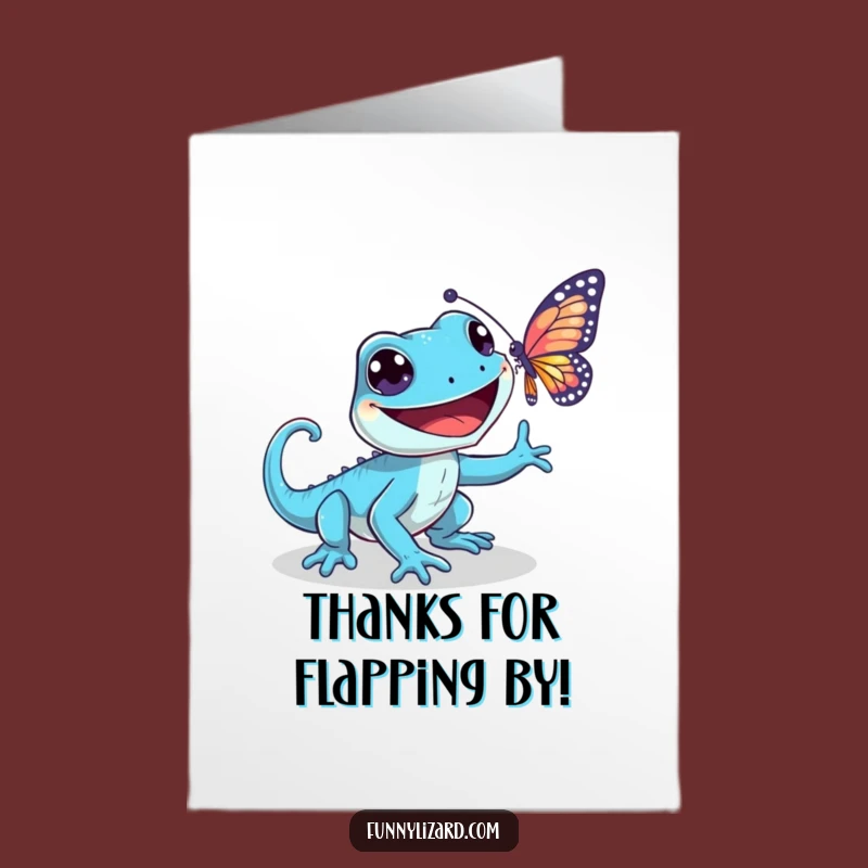 Free Printable Thank You Card: Playful Blue Lizard's Gratitude Chase Downloadable