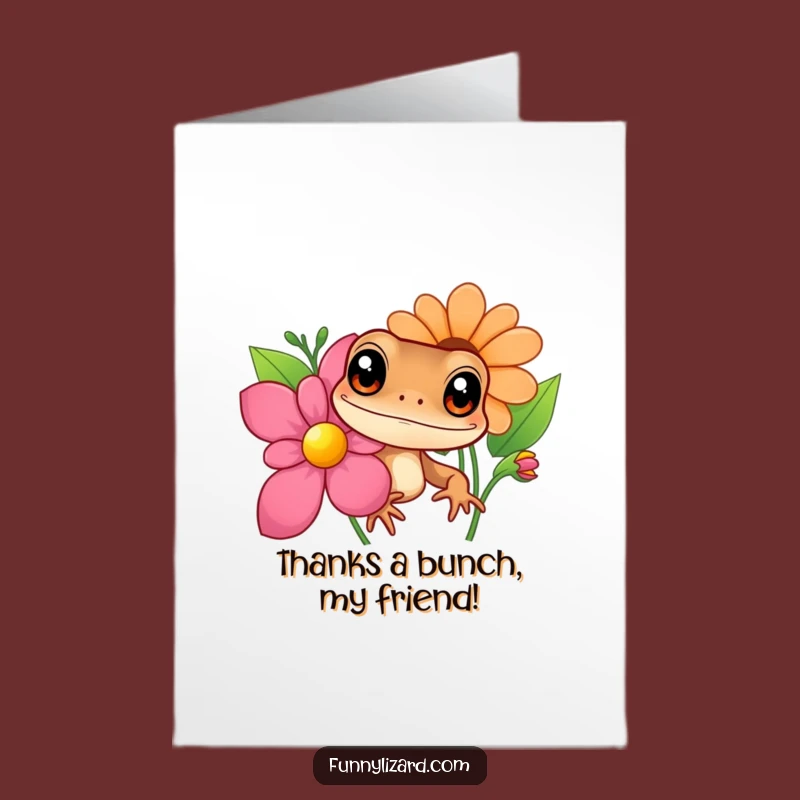 Free Printable Thank You Card: Grateful Brown Lizard Expressing Thanks Downloadable Humor