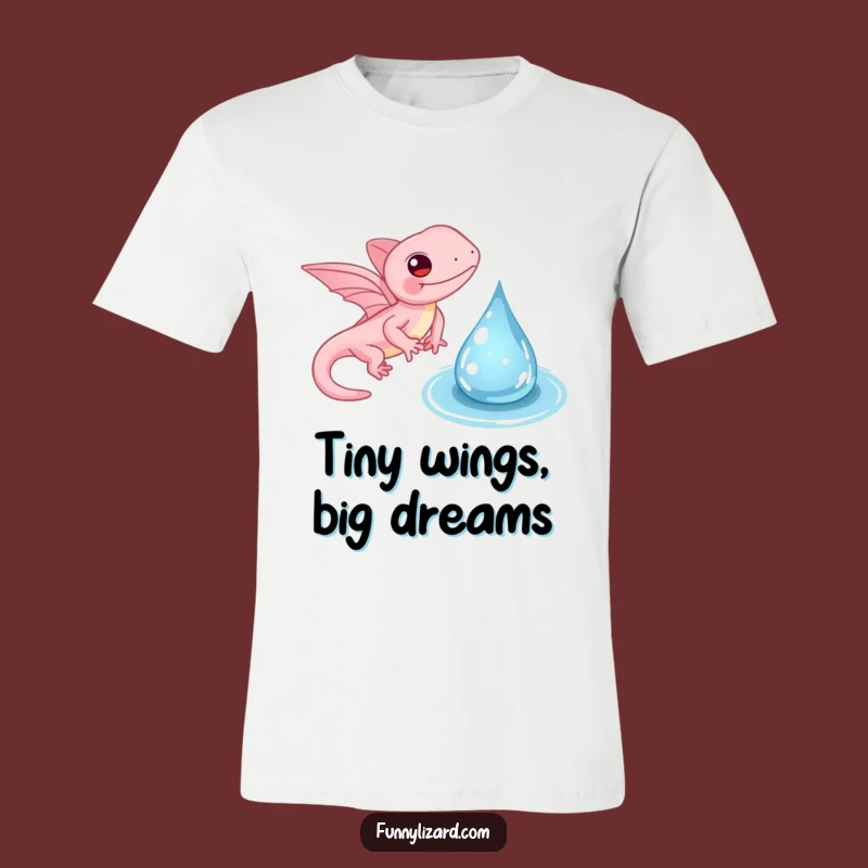 Funny Pink Lizard T-Shirt - Tiny Wings Flapping Water Droplet Graphic Tee, Fun Gift